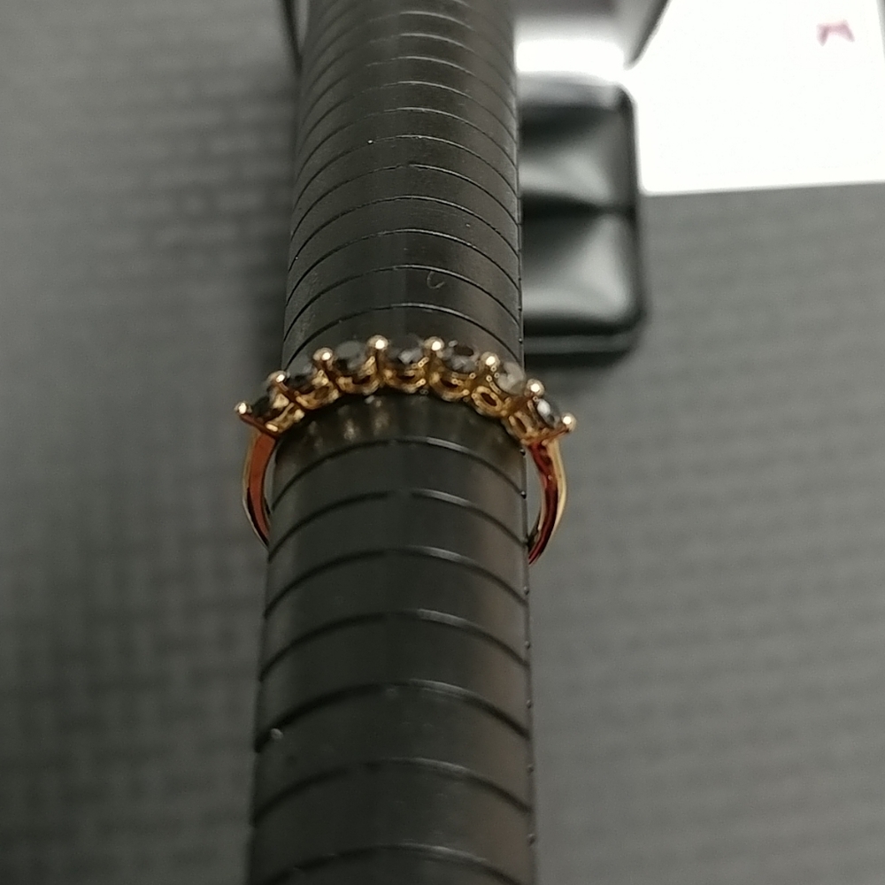 .50 ct. Black Diamond Band 14K Yellow Gold Ring Seven Round Stones Size 7 - Picture 4 of 16
